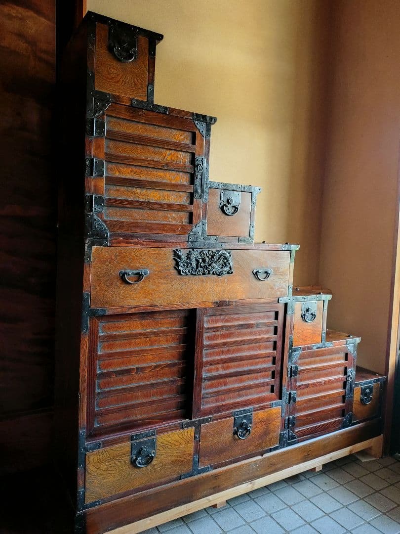 階段箪笥 両面箪笥 階段だんす 階段ダンス 和箪笥 和ダンス 時代家具 民芸家具