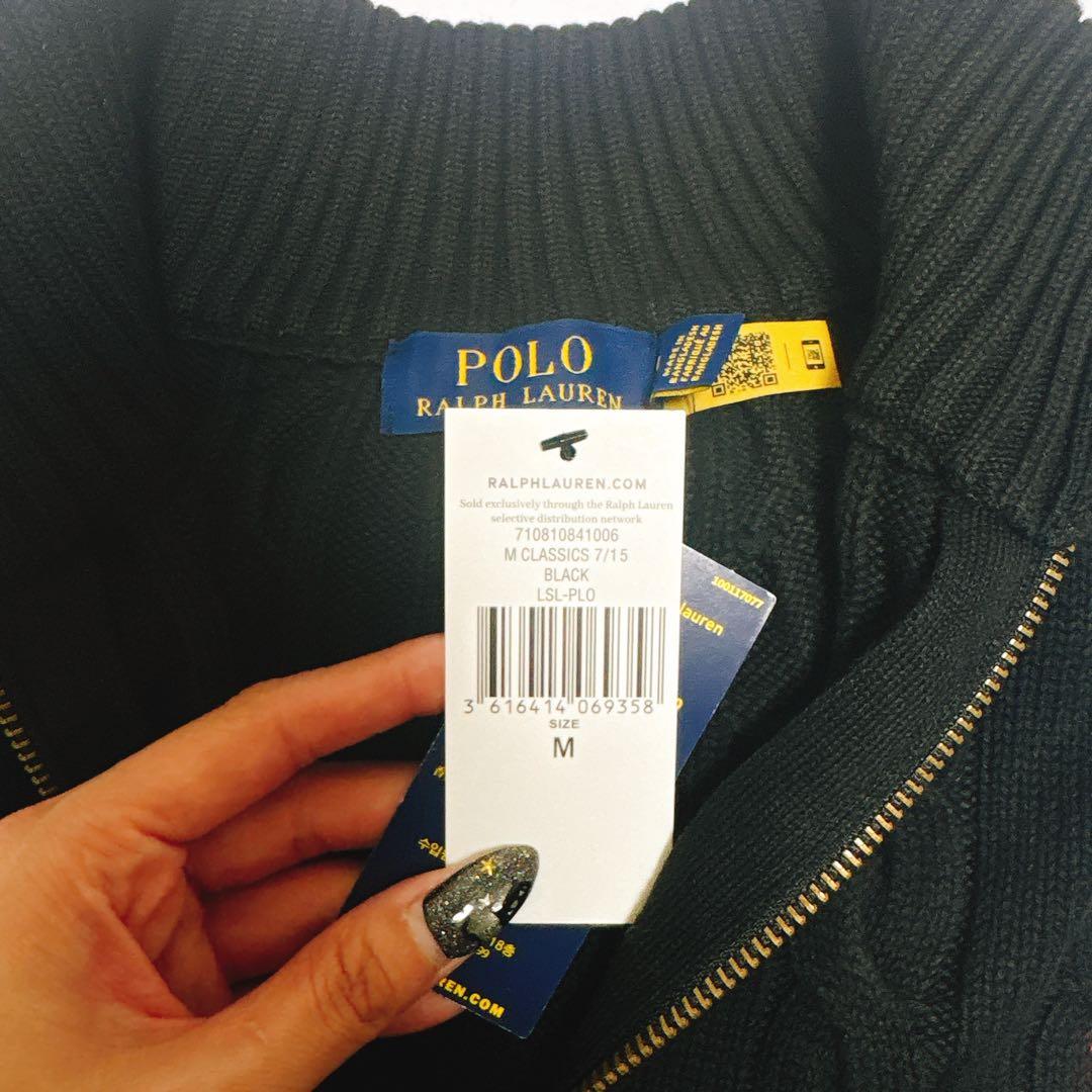 【新品未使用】POLO ラルフローレン メンズ ハーフジップ ブラックM