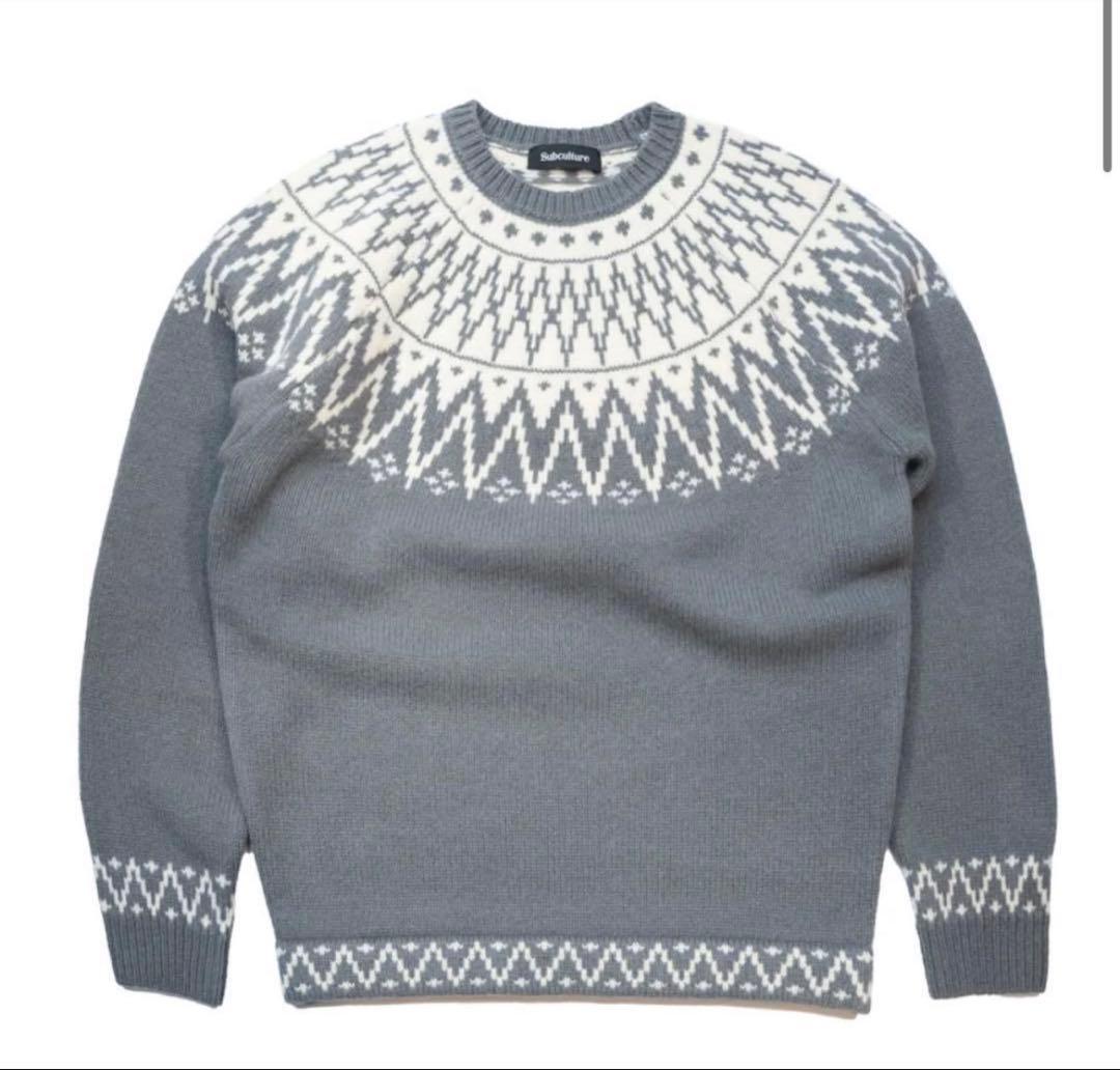 Subculture サブカルチャー　ノルディック柄 グレーセーター　キムタク