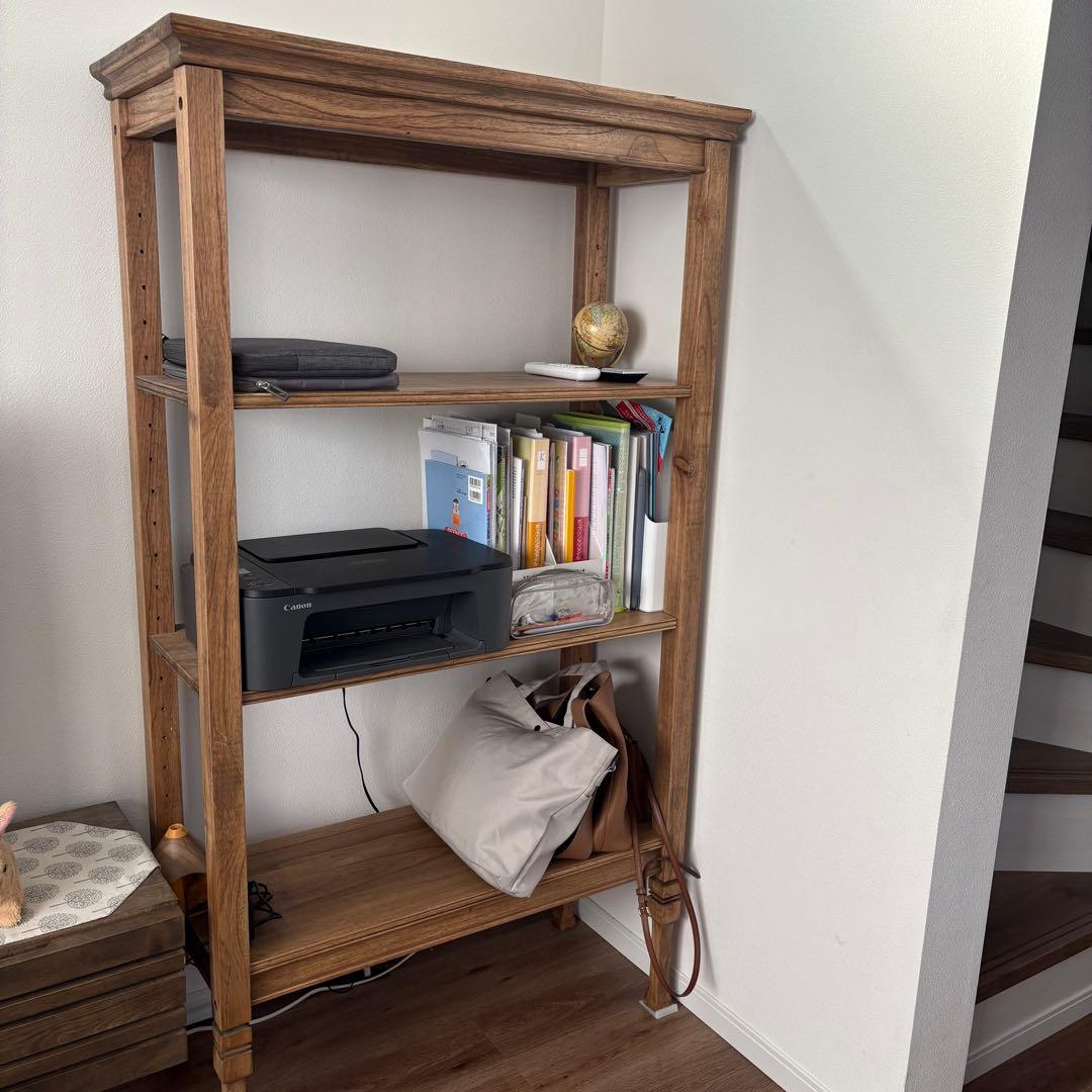 ベルメゾン アンティーク 木製オープンシェルフ 3段 幅90cm