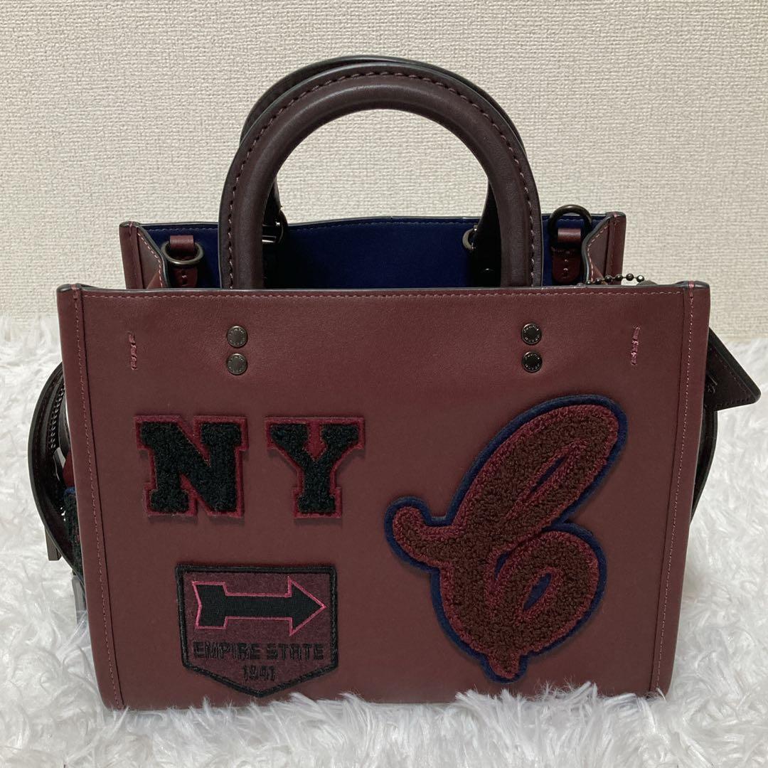 【美品】 COACH コーチ ローグ 25・ヴァーシティ パッチ CG214