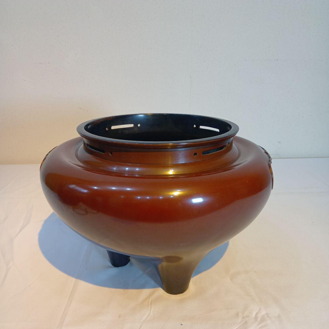 茶道具　(釜師)和田美之助　唐銅朝鮮風炉　真形釜　共箱