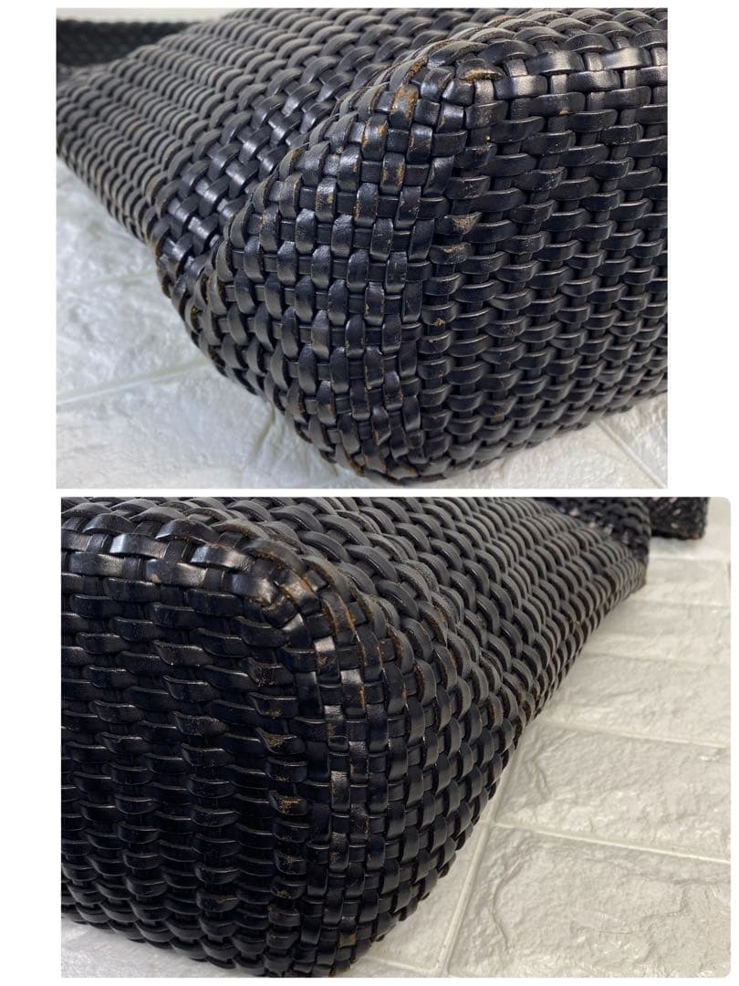 GUCCI グッチ カゴバッグ バンブー 2WAY 編み込み レザー ブラック