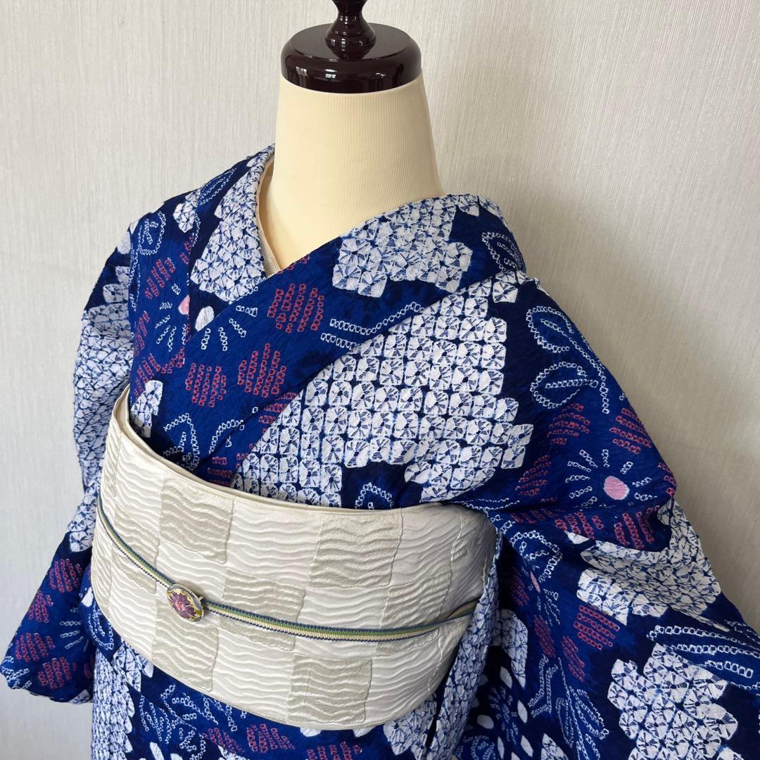 w-16 有松絞り　浴衣　美品　裄66