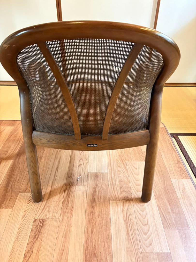 karimoku カリモク 籐 ラタン 木製 ダイニングチェア 昭和レトロ