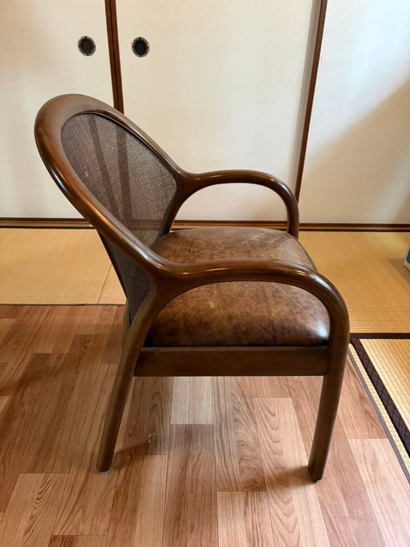 karimoku カリモク 籐 ラタン 木製 ダイニングチェア 昭和レトロ