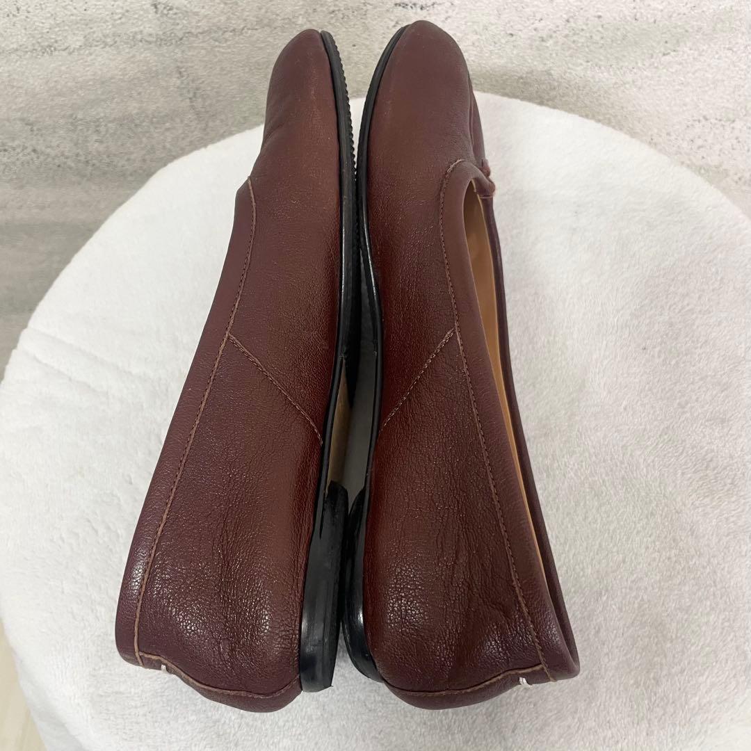 メゾンマルジェラ　フラットシューズ　足袋　レザー　ブラウン　本革