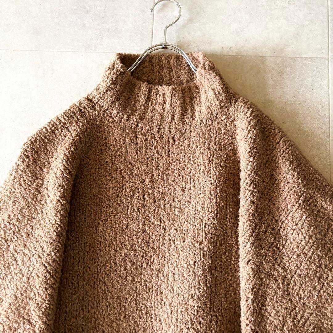 ミナペルホネン モックネックウールポンチョ フリー ブラウン ボトルネック