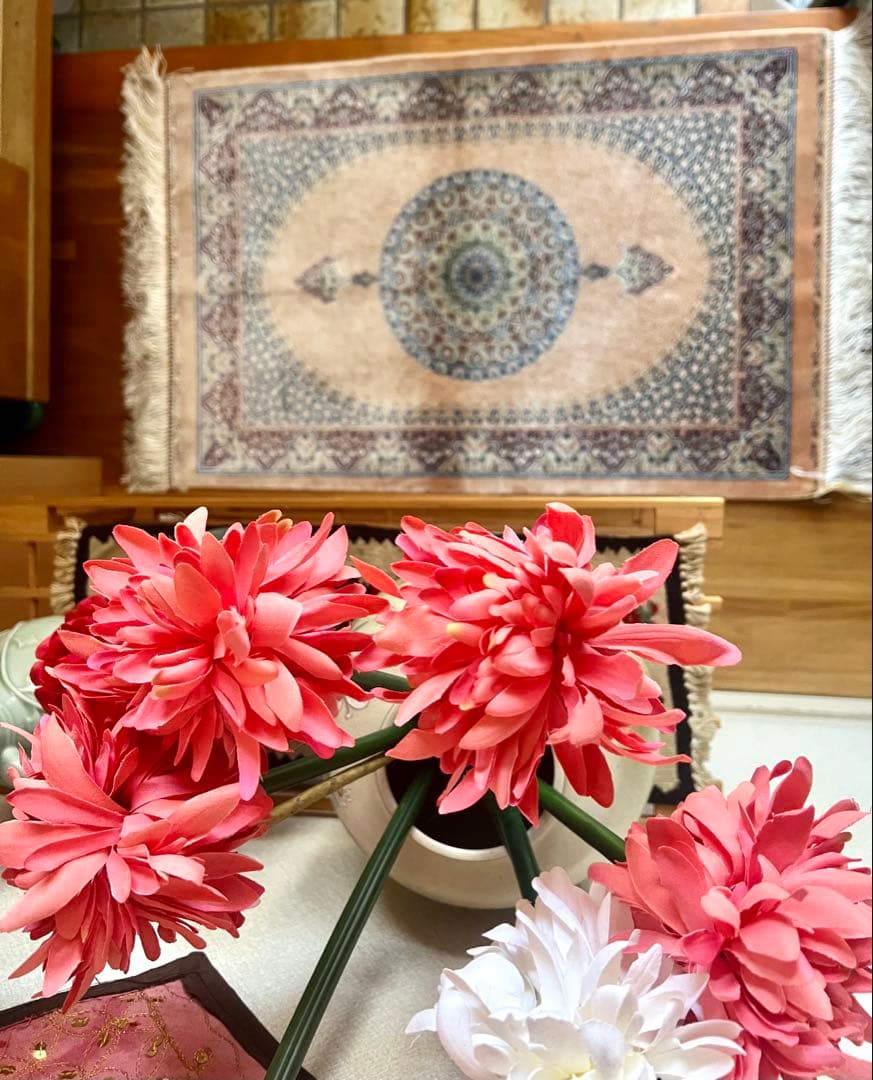 イラン、シルク銀柑敷物/サイズ:60x90cm…..mp1.