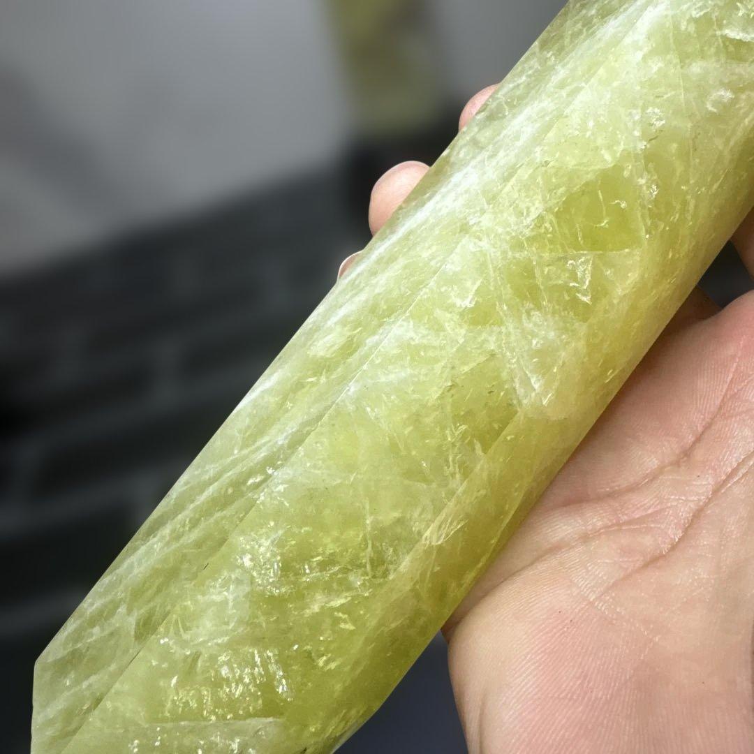 【高品質】大型 シトリンポイント 原石 台座付き 2本セット