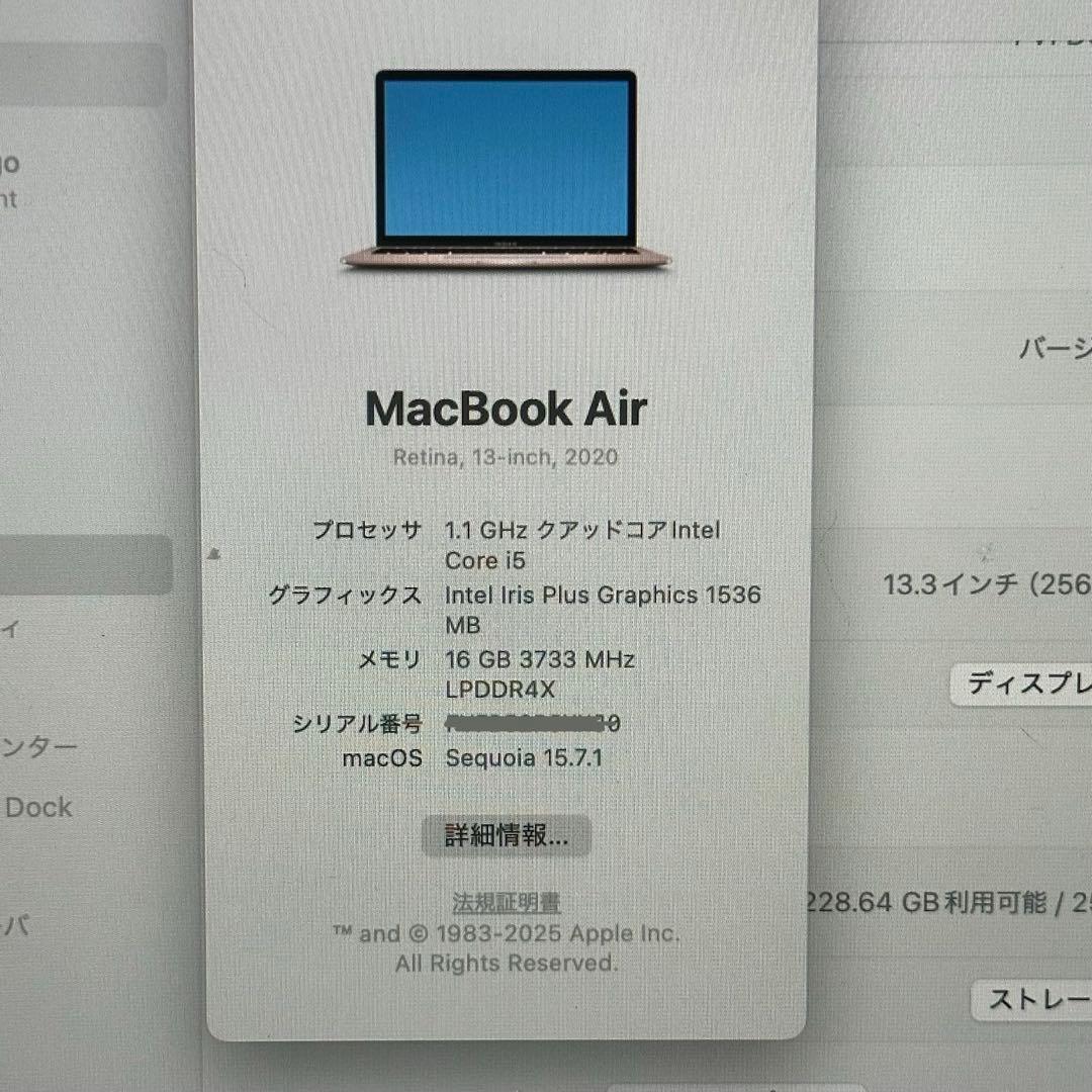 MacBook Air 2020 ピンクゴールド 動作良好