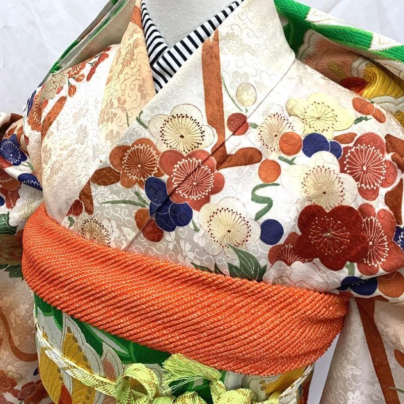 406aj4■ハーフ成人式 十三参り ジュニアアンティーク振袖&袋帯■