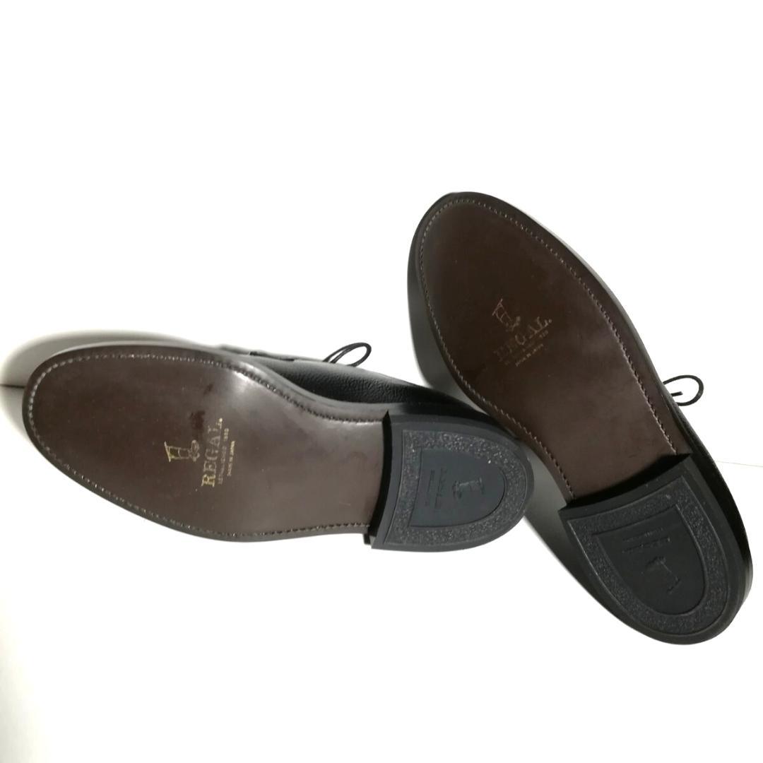 d0359 未使用に近い リーガル シボ革 プレーントゥ 24EE 黒 ブラック