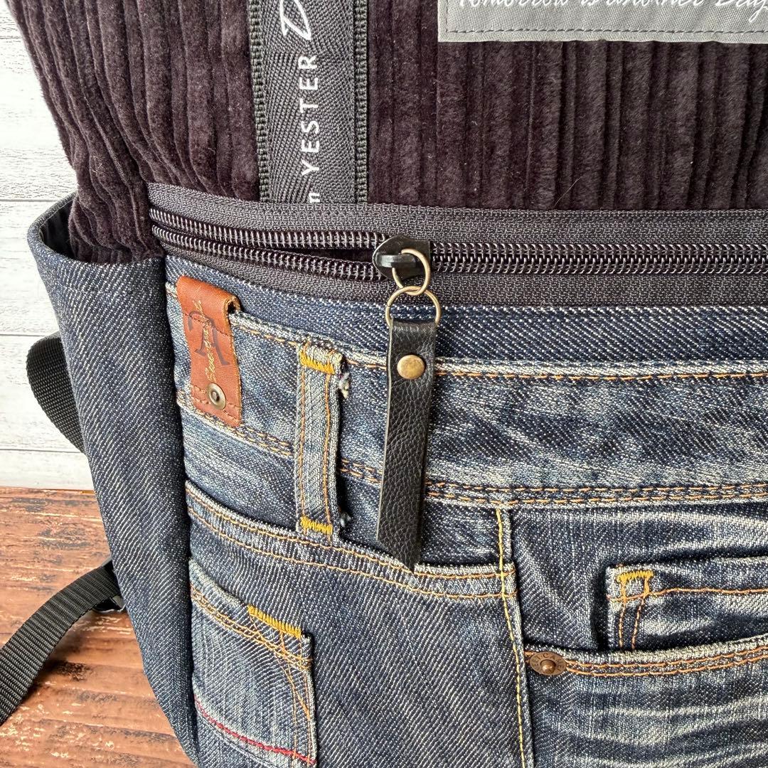 ☆デニムリメイク　ブラックコーデュロイトートリュック☆