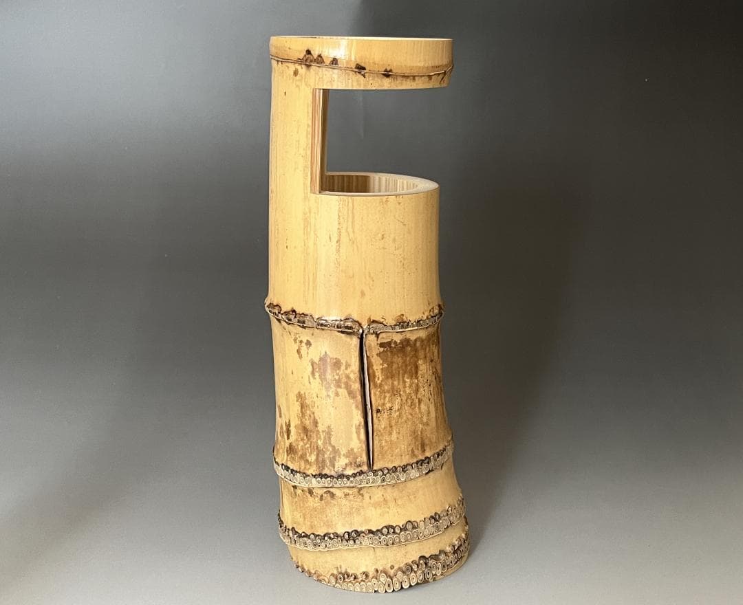 高野宗陵作　竹　一重切　花入　堀内宗完書付　銘「清閑」