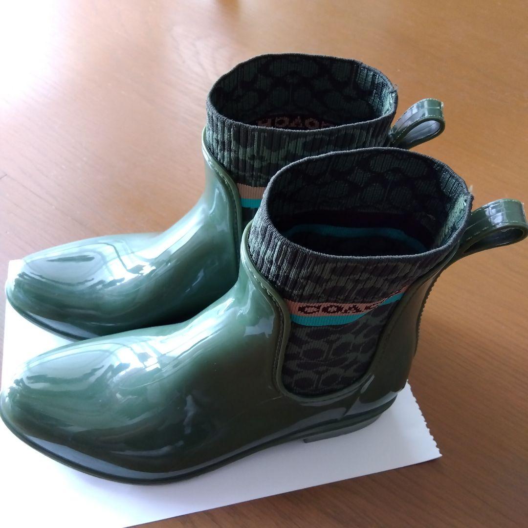 COACH コーチ　レインブーツ カーキ色