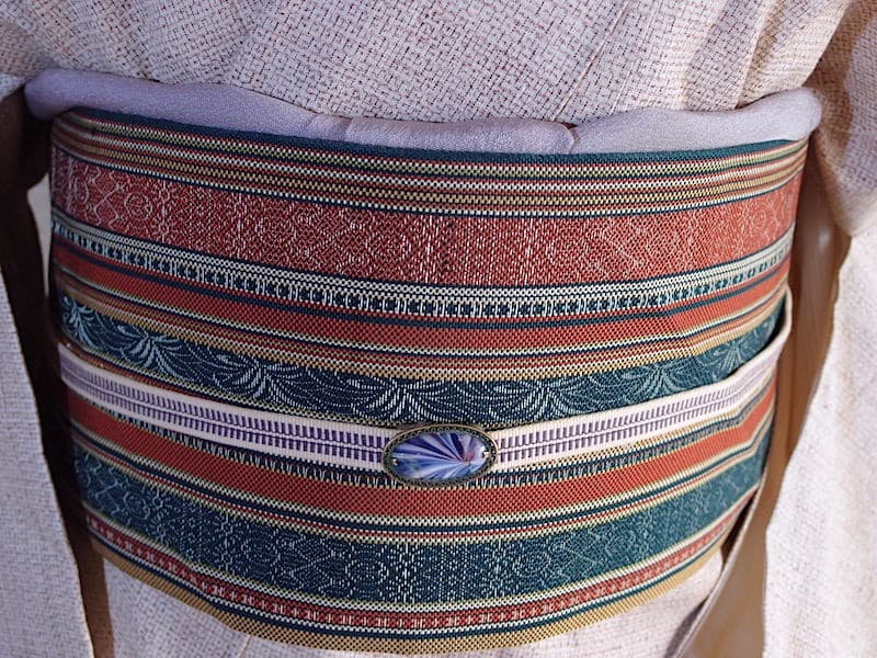 専用　未使用　織りの八寸名古屋帯（縞に抽象唐草文）正絹美品