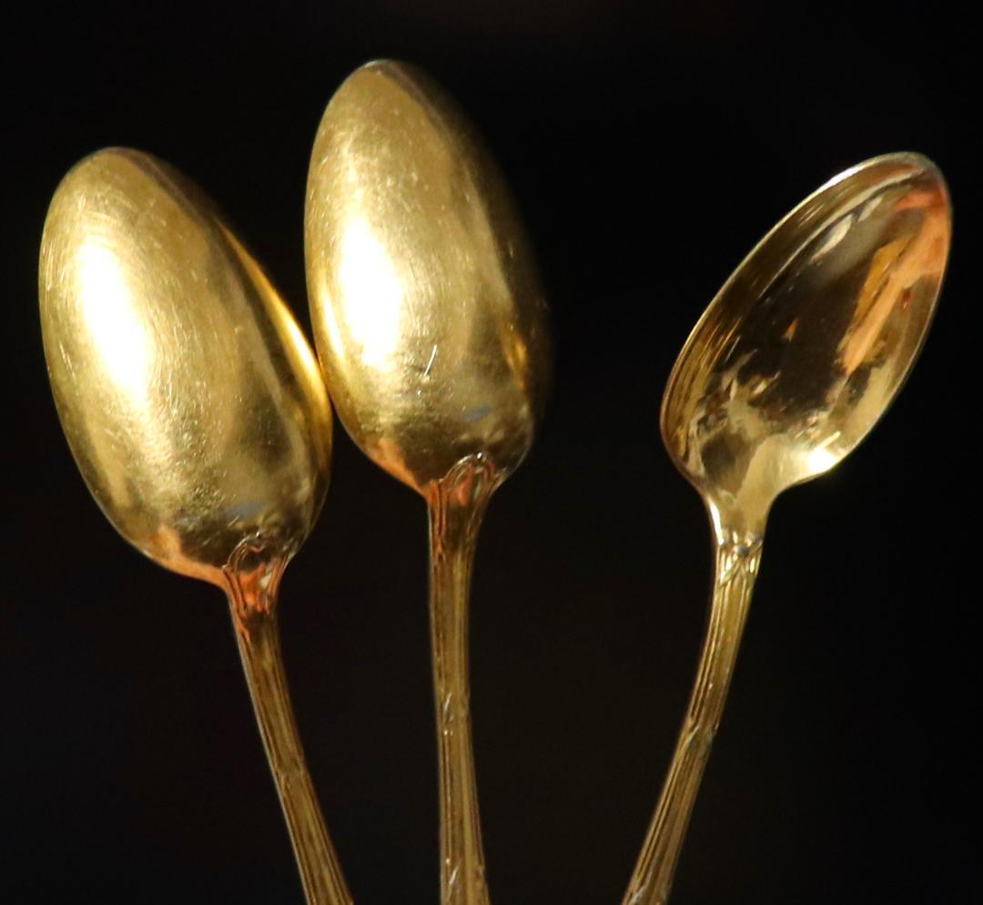 クリストフル 最上級 24金プレート 希少 リュバン リボン モカスプーン 3本