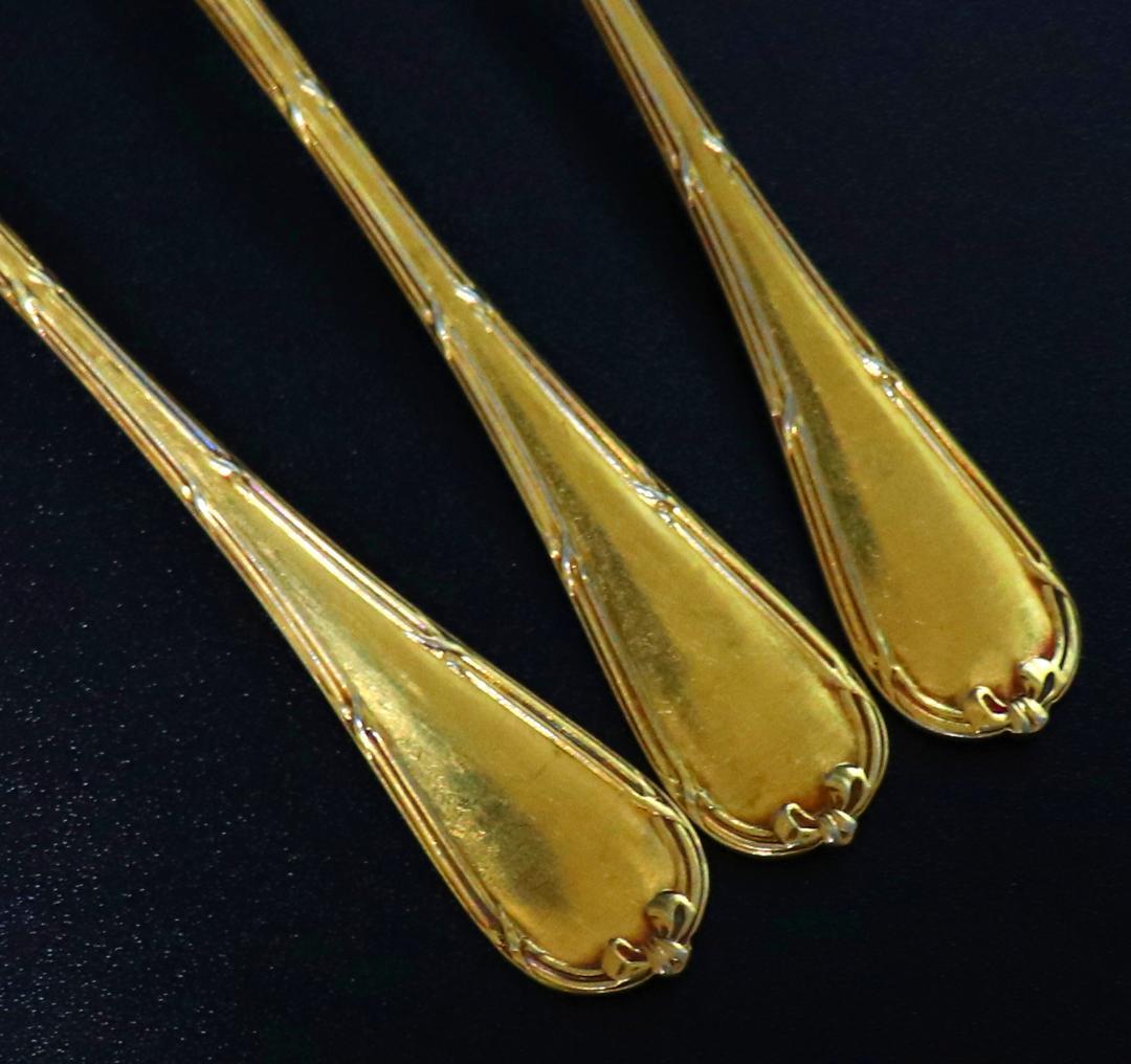 クリストフル 最上級 24金プレート 希少 リュバン リボン モカスプーン 3本