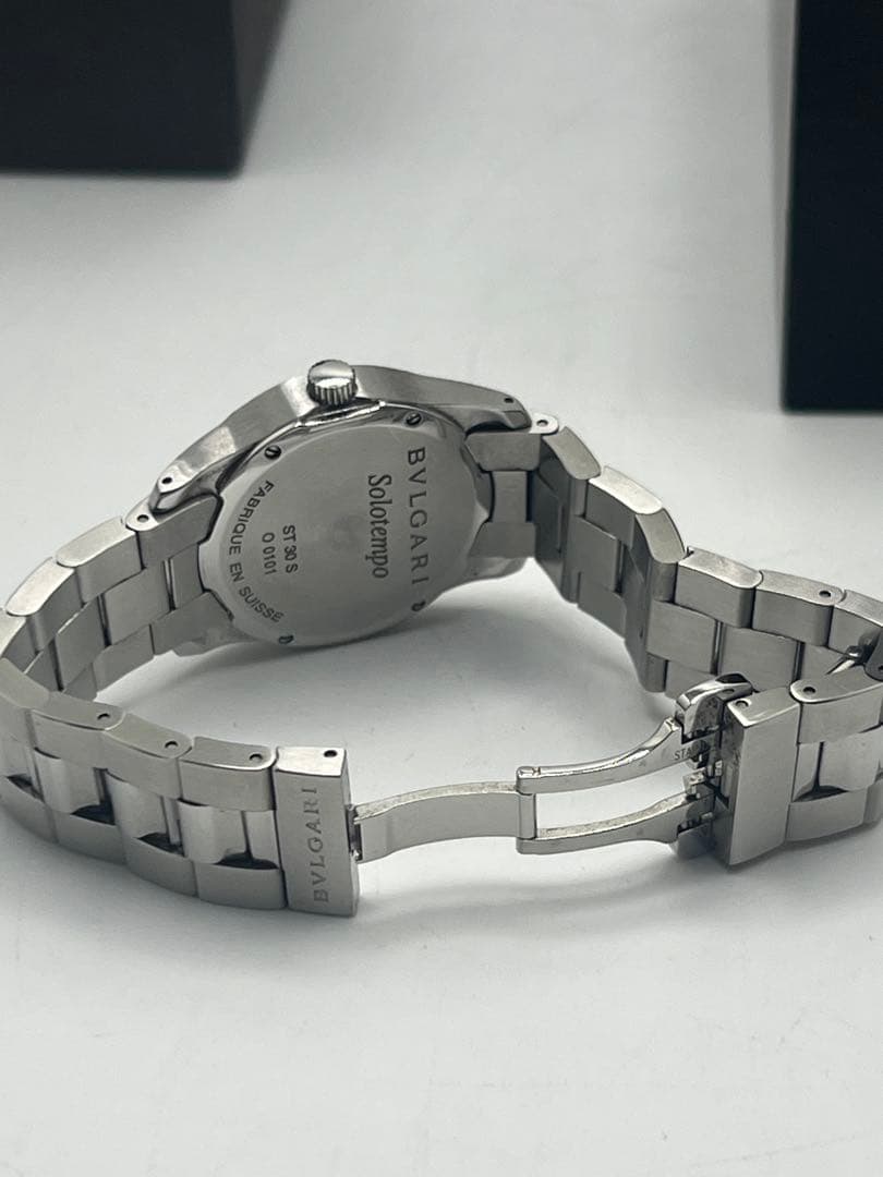 【美品】ブルガリ ソロテンポ ST30S ブラック クォーツ デイト レディース