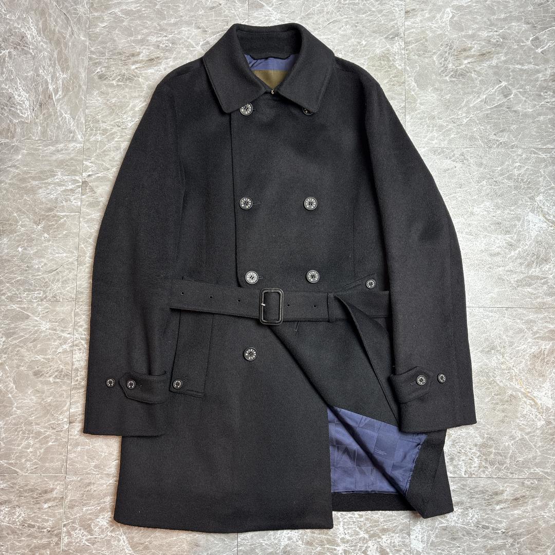 美品 スコットランド製 マッキントッシュ ダブル ウールコート 38 ネイビー