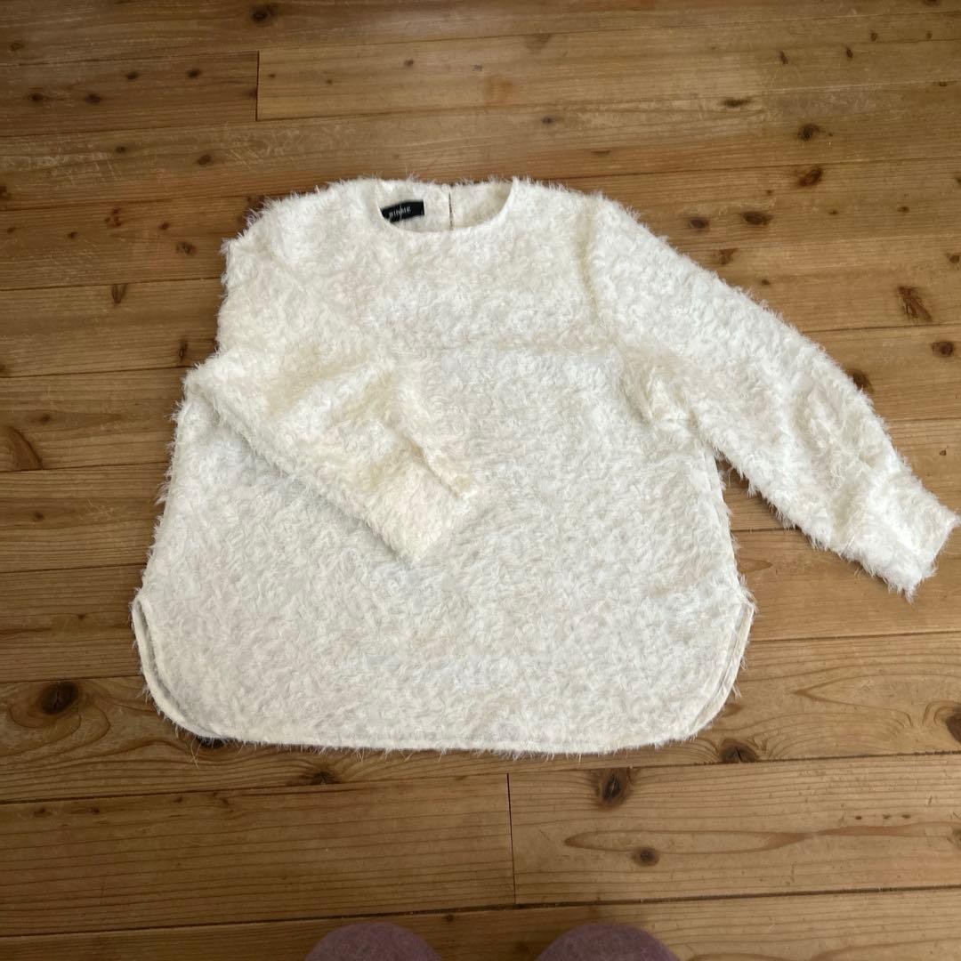 シンメ　SINME シャギーブラウス　白