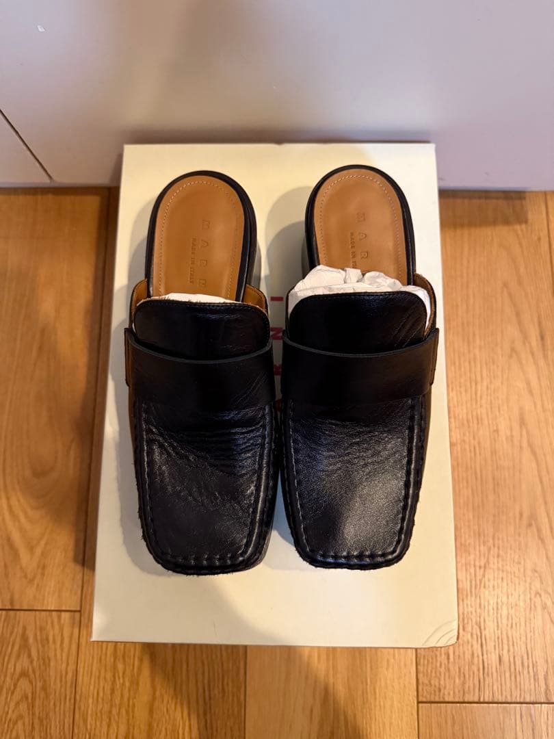 SALE❗️MARNI Black leather heeled mule 36