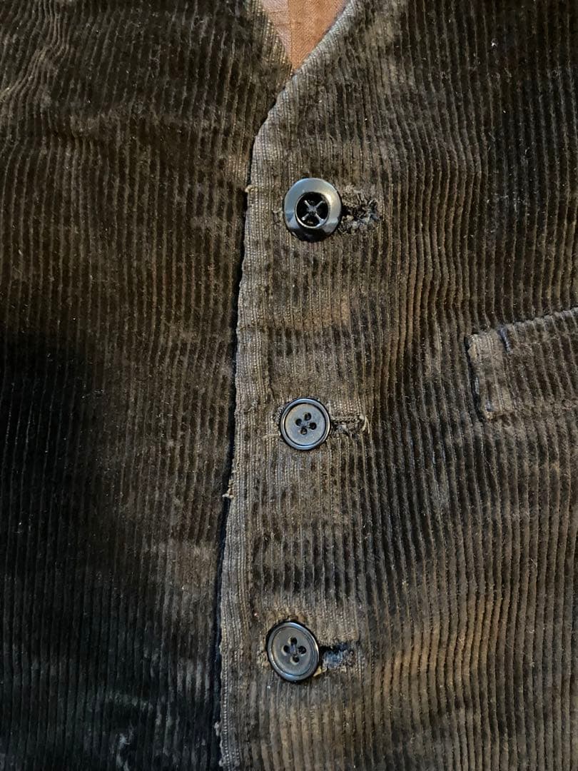 〜1940s フランス　コーデュロイ　ベスト　ブラウン