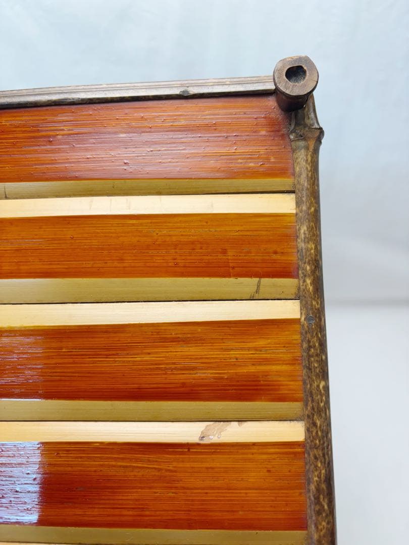 ほぼ未使用 茶道具 綾瀬棚 煎茶棚 黒竹柱 煎茶用二重棚 茶棚 小棚 竹工芸