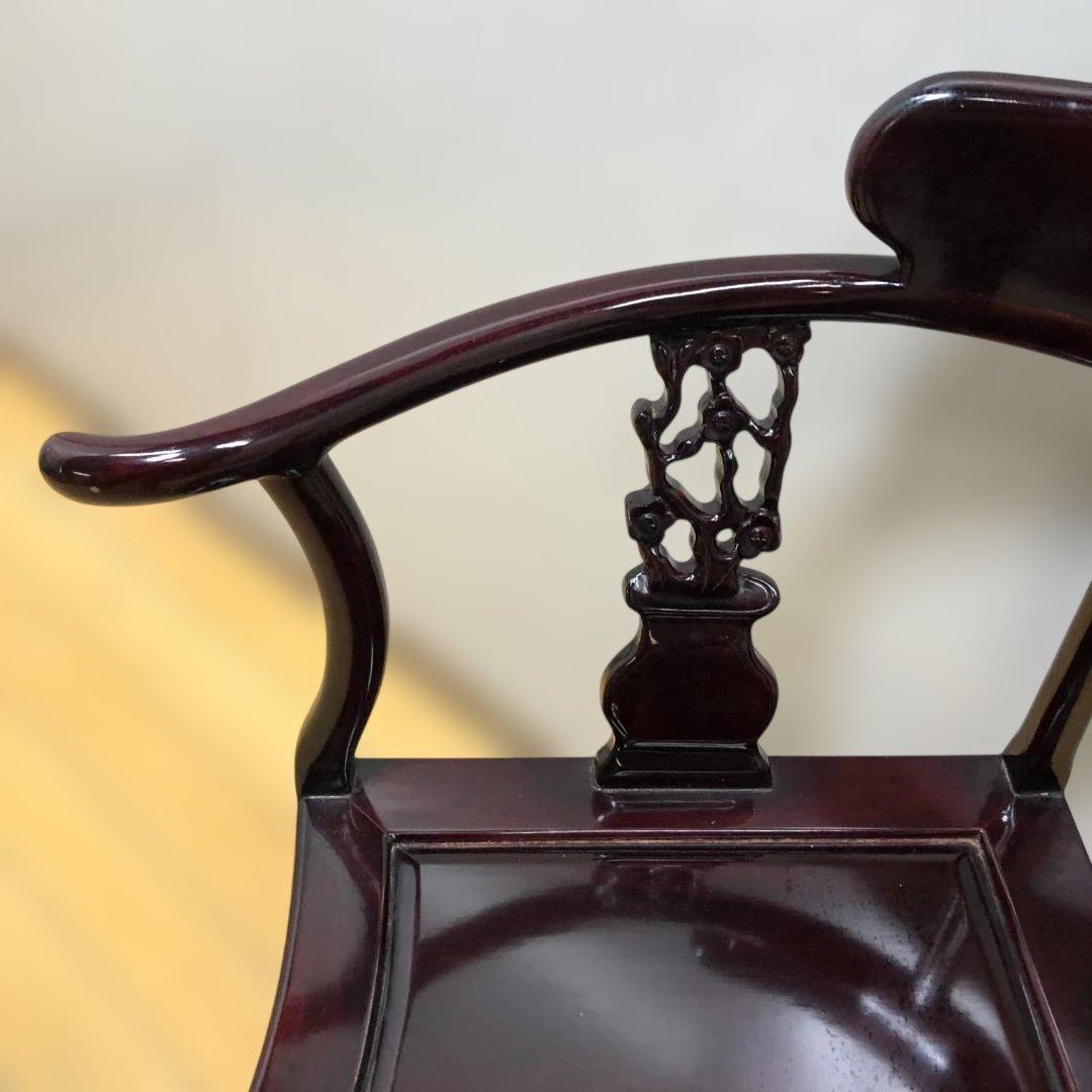 唐木調 隅椅子 コーナーチェア 中国家具 和室 床の間 飾椅子 260207-4