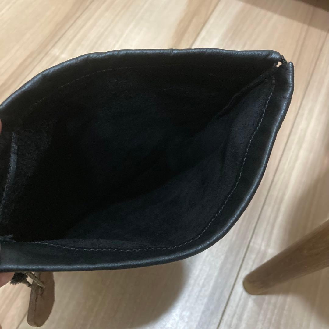 TENDERLOIN×PORTER レザー ポーチ L ブラック 巾着