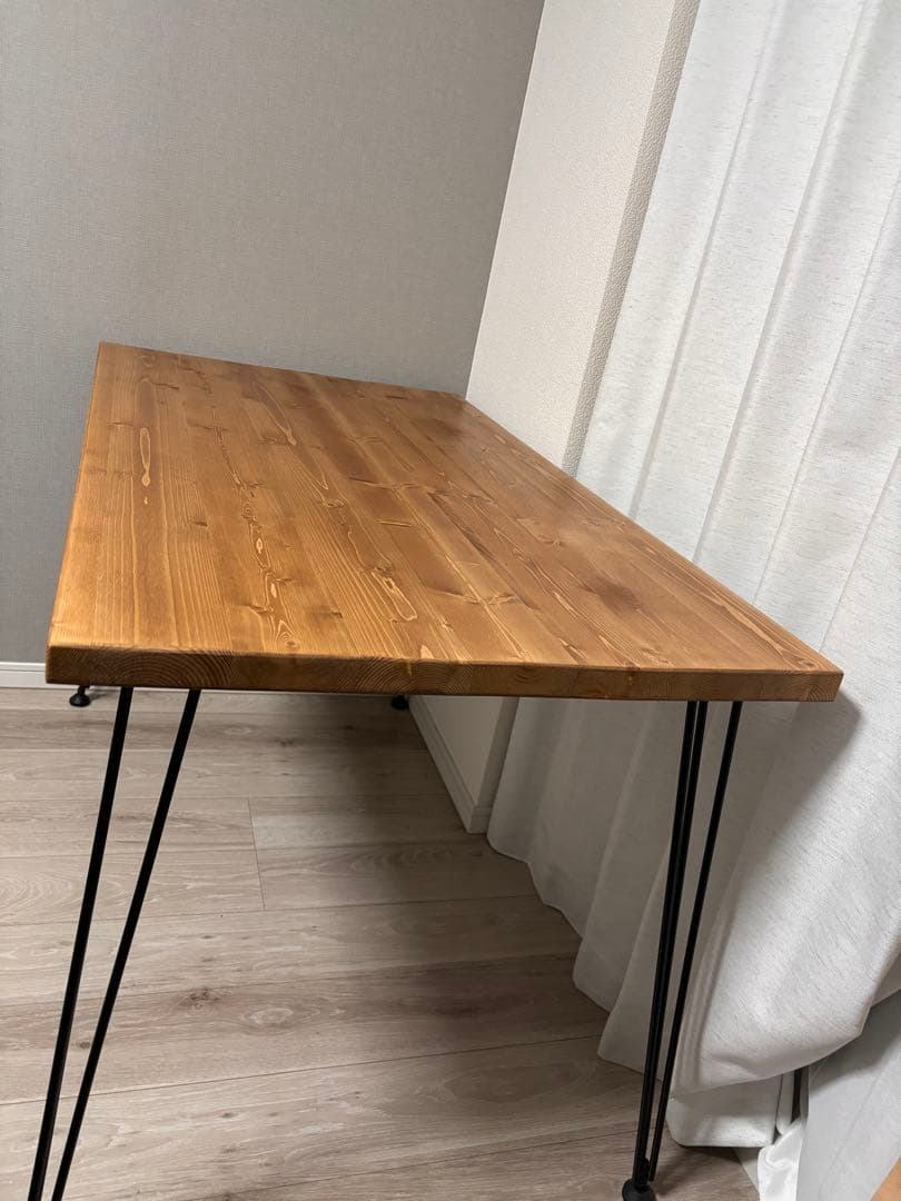 【送料込】LOWYA天然木ダイニングテーブル スチール脚 幅120