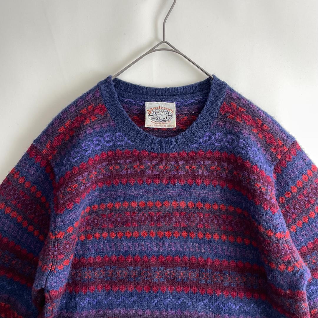 JAMIESON'S イギリス製 フェアアイル シェトランドウールニットセーター