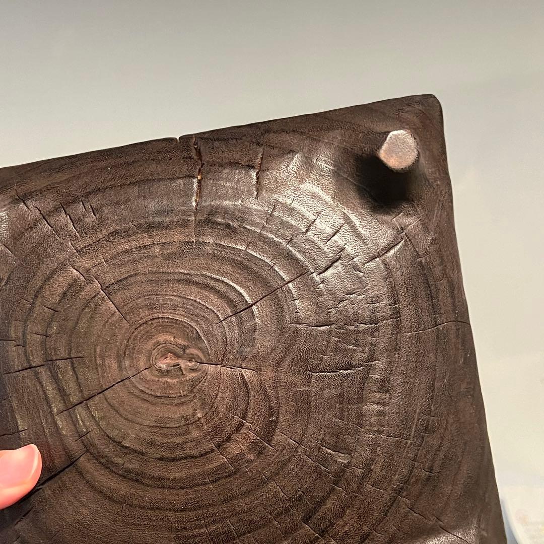 卓 花台 木製 香炉台 根卓 盆栽台 置物 クスノキ20.5*20.5**6cm