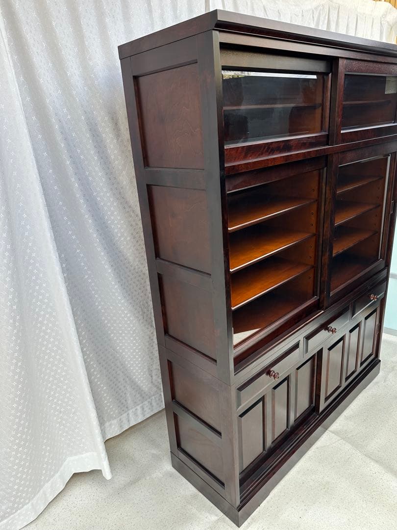 北海道民芸 食器棚 水屋 引戸 カップボード カバ/樺 無垢材 横幅135cm