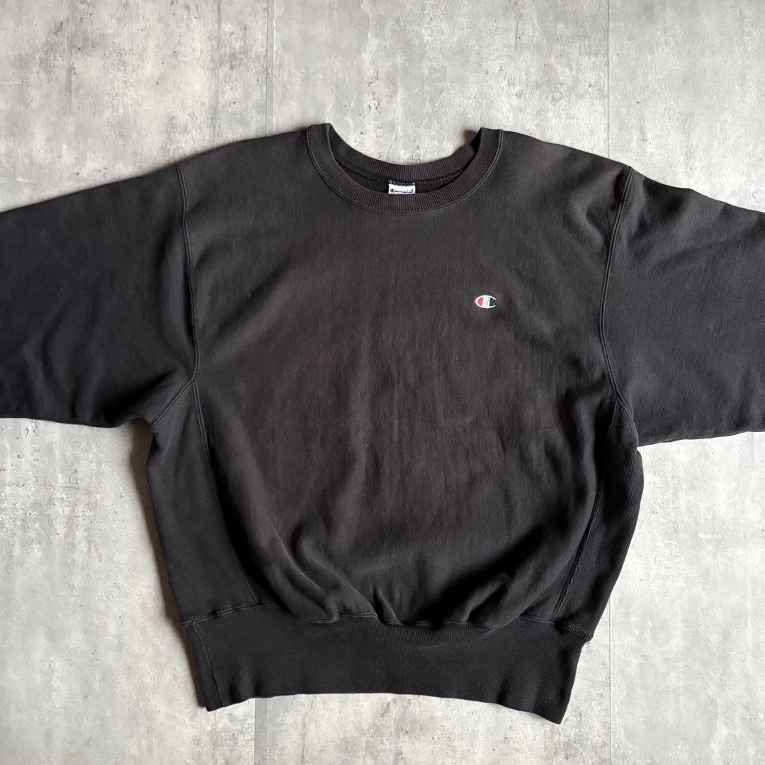 【90s champion】リバースウィーブ　スウェット　墨黒　フェード　古着