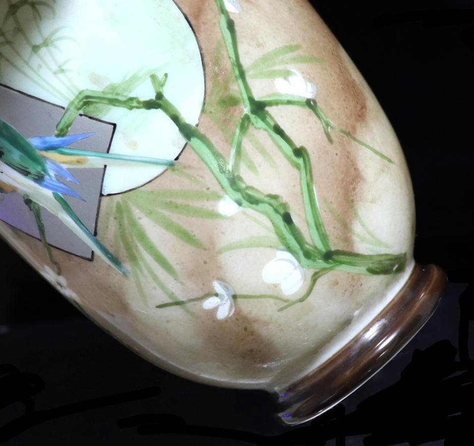 オールド・バカラ レアカラー ジャポニスム花瓶 オパーリンクリスタル製花鳥図飾壷