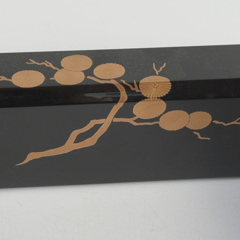 茶道具　塗師　宗寿作　笠松蒔絵　炉縁　堀内宗完（兼中斎）書付　共箱　M9890A