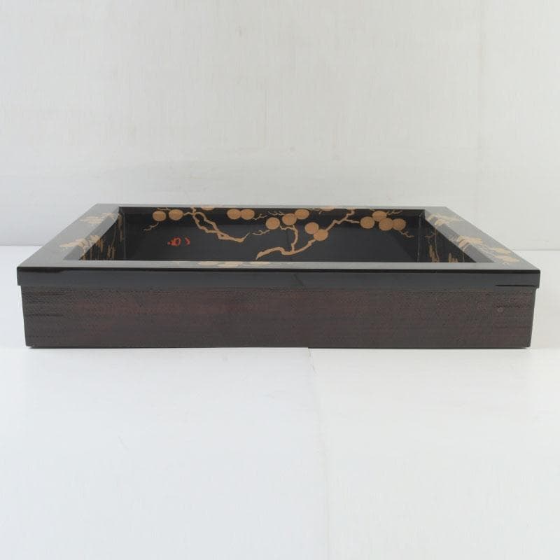 茶道具　塗師　宗寿作　笠松蒔絵　炉縁　堀内宗完（兼中斎）書付　共箱　M9890A