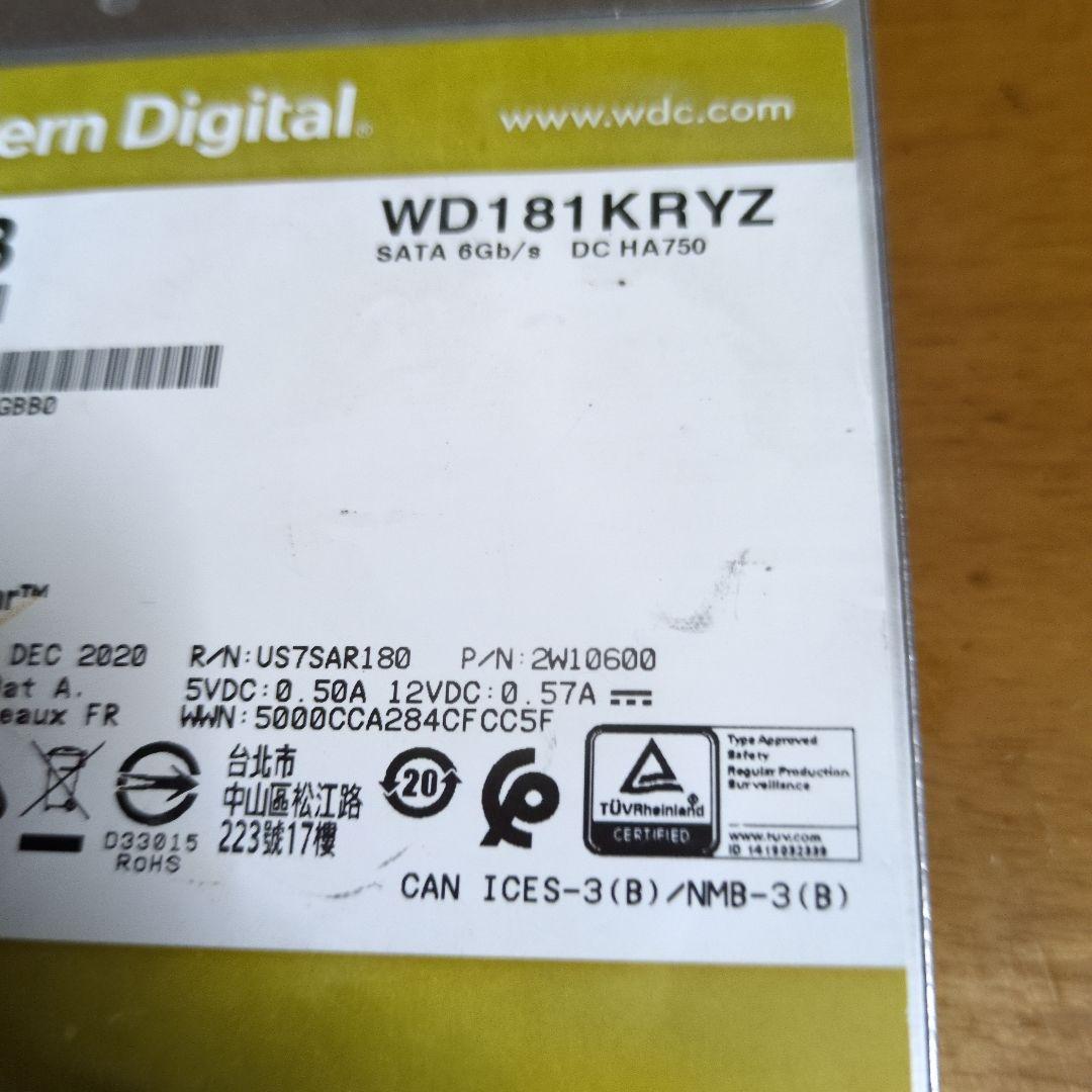 外付けハードディスク・ドライブ WD Gold 18TB HDD WD181KRYZ