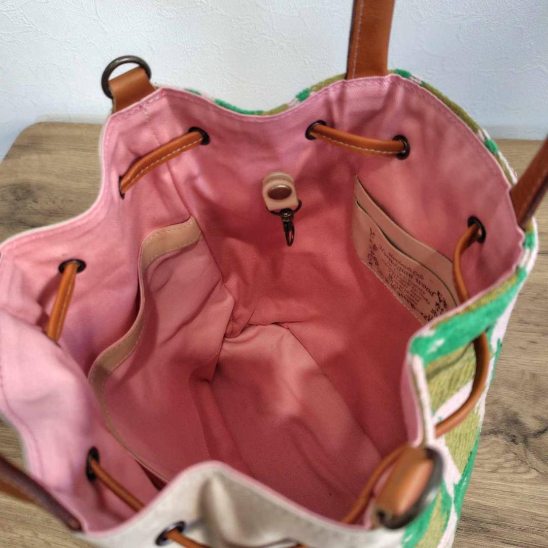 ミナペルホネン/thoroughbredサラブレットマスタード/巾着Lサイズショ