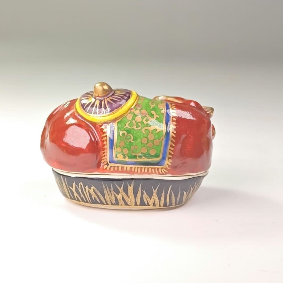 ウ316 香合『翠浩造』『笠牛　色絵香合　共箱』茶道具