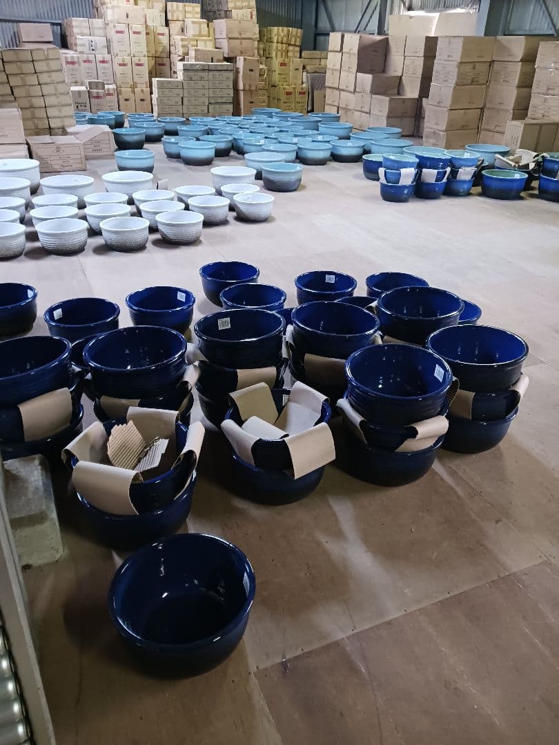 新品　∅50　特大　陶器　睡蓮鉢　手造り　メダカ鉢　難有　ラピスブルー　青LDB