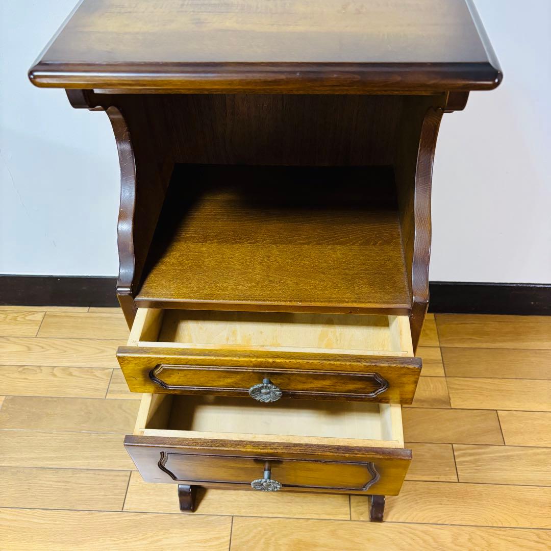 カリモク コロニアル 電話台 小引き出し4段　飾り台　花台　ヴィンテージ