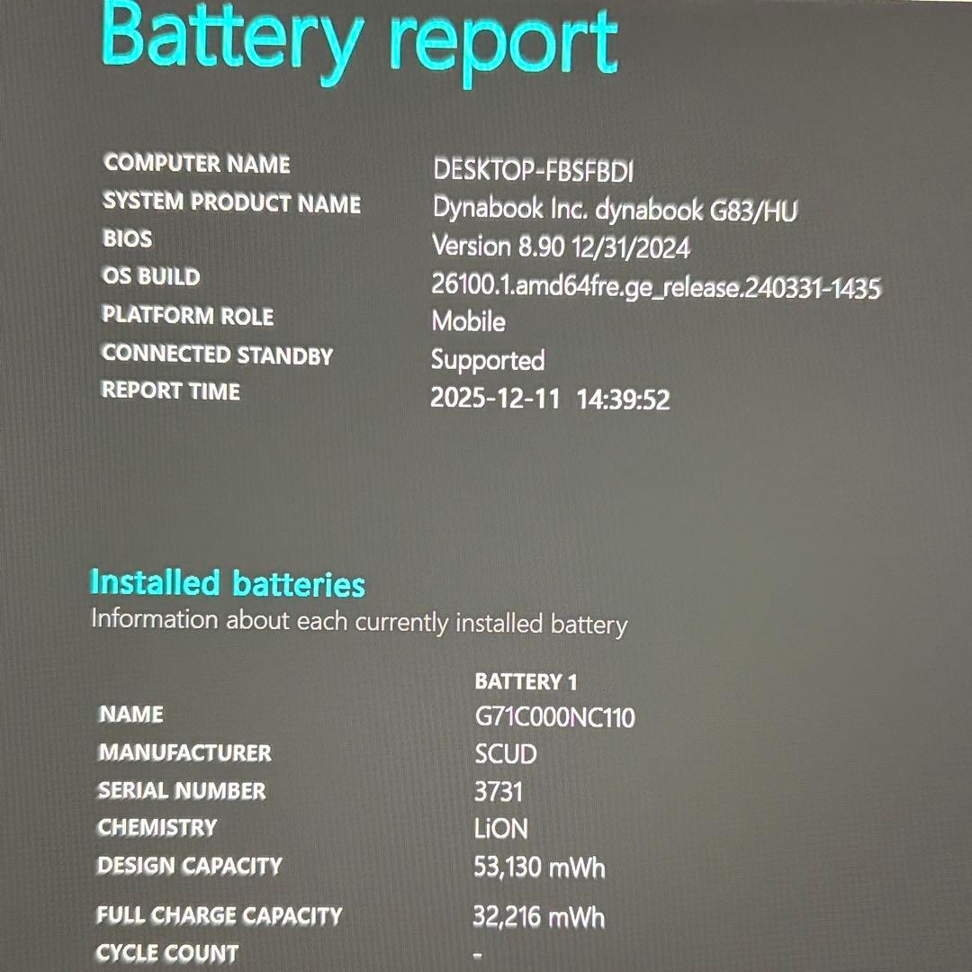 美品 dynabook G83/HU 第11世代 i7 16GB 512GB