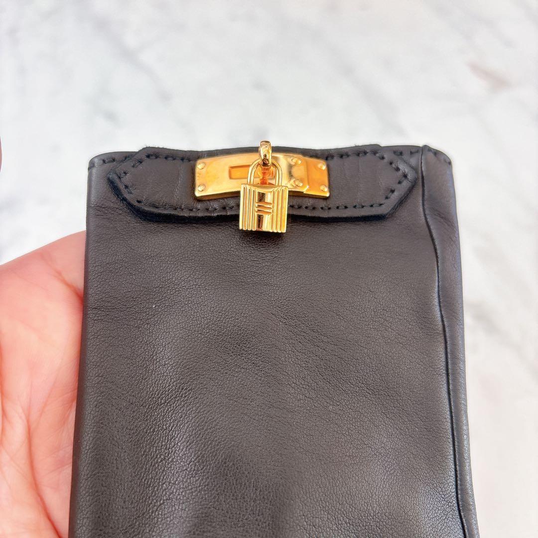 極美品　エルメスレザー手袋　SOYA ソヤ　ゴールドケリー金具　7.5