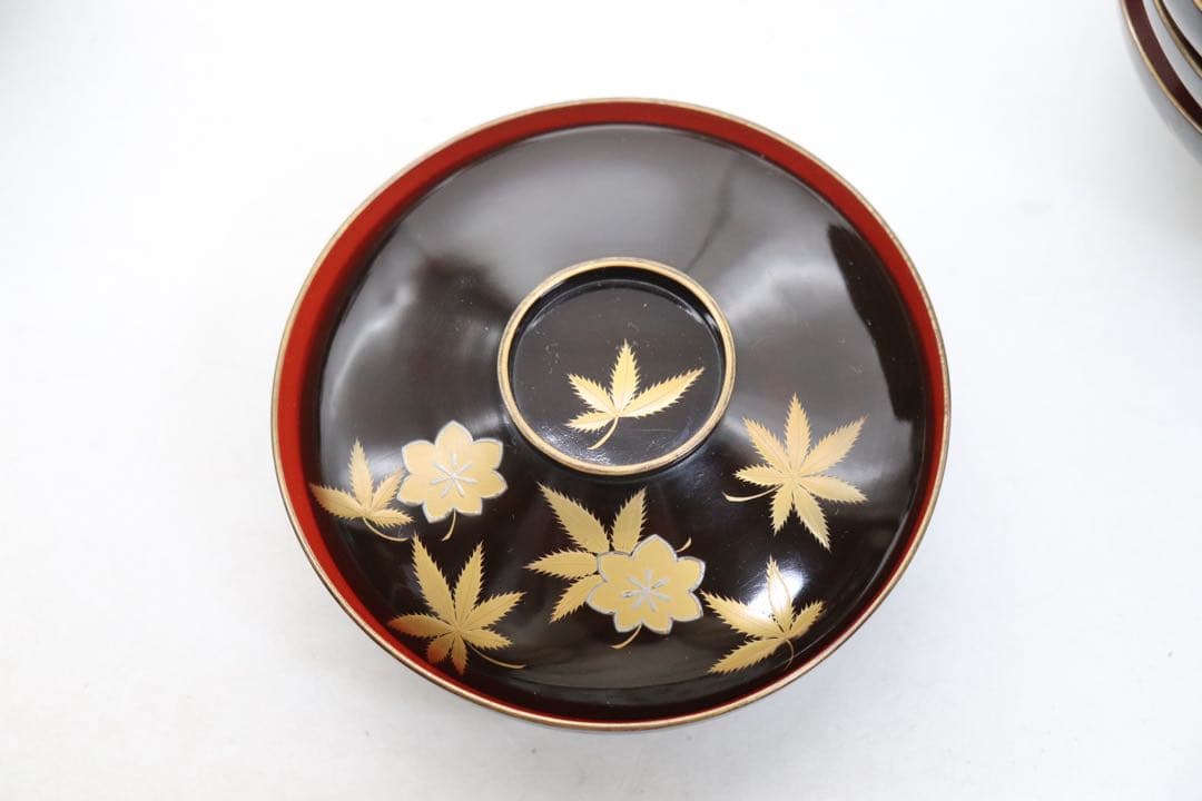 寛政11年　輪島塗　蒔絵紅葉紋お椀10個　木製　古民具　送料込み260131