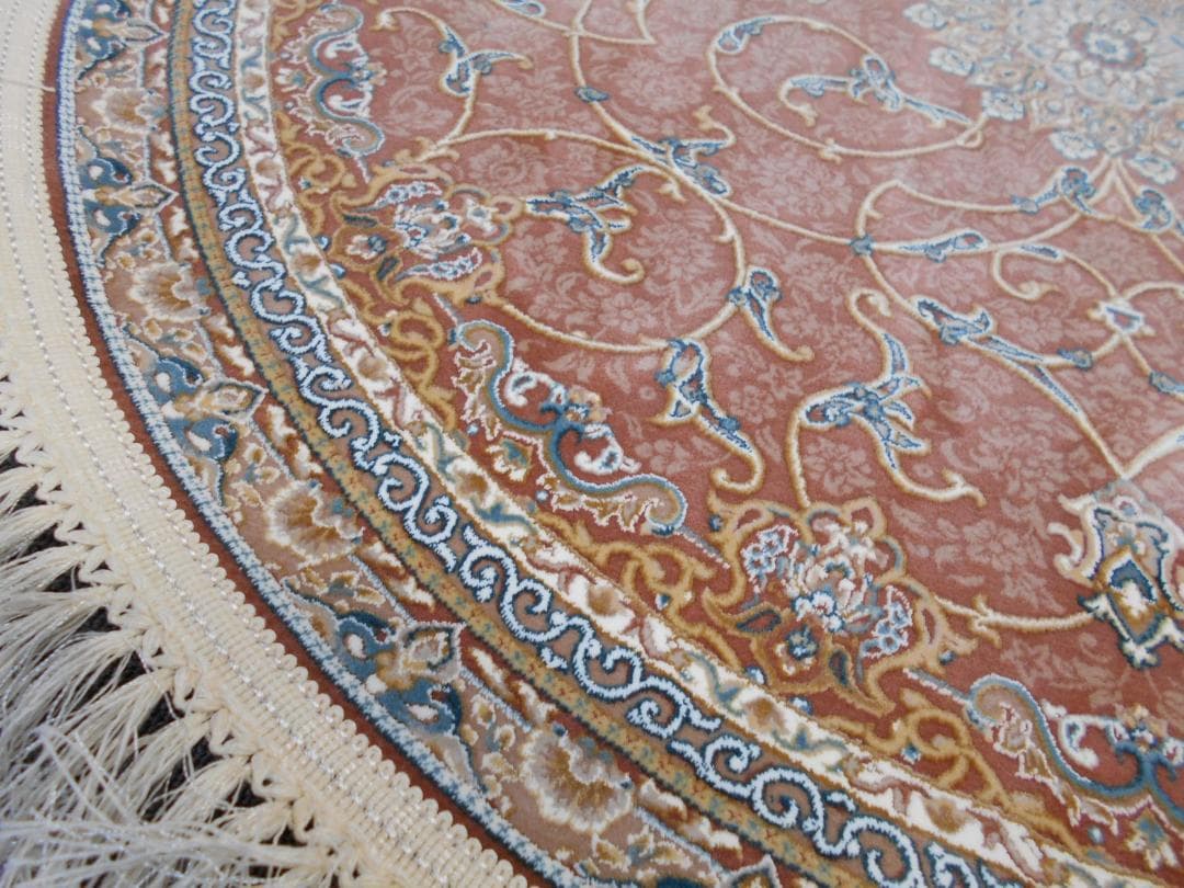 立体柄、144万ノット！本場イラン産 高密度織絨毯！円形200cm‐200541