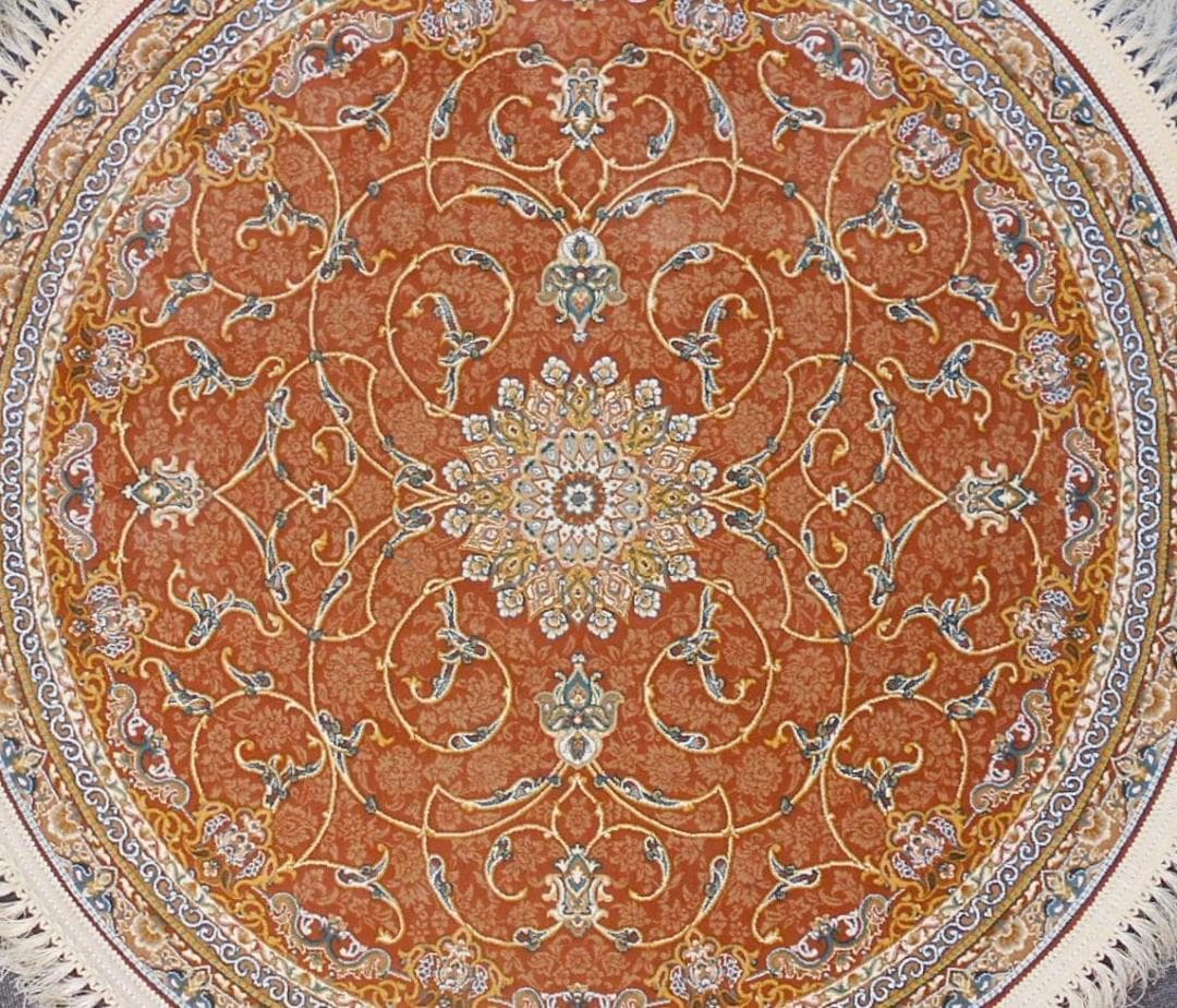 立体柄、144万ノット！本場イラン産 高密度織絨毯！円形200cm‐200541