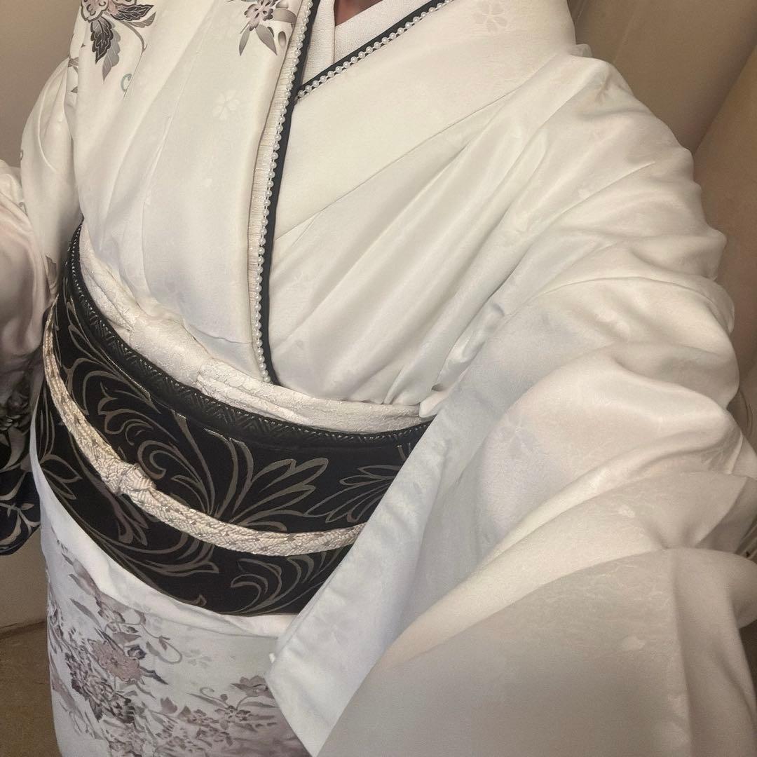 【値下げ】訪問着 白黒グラデーション 花柄刺繍